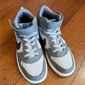 Nike Kids Gray and White High-Top Sneakers